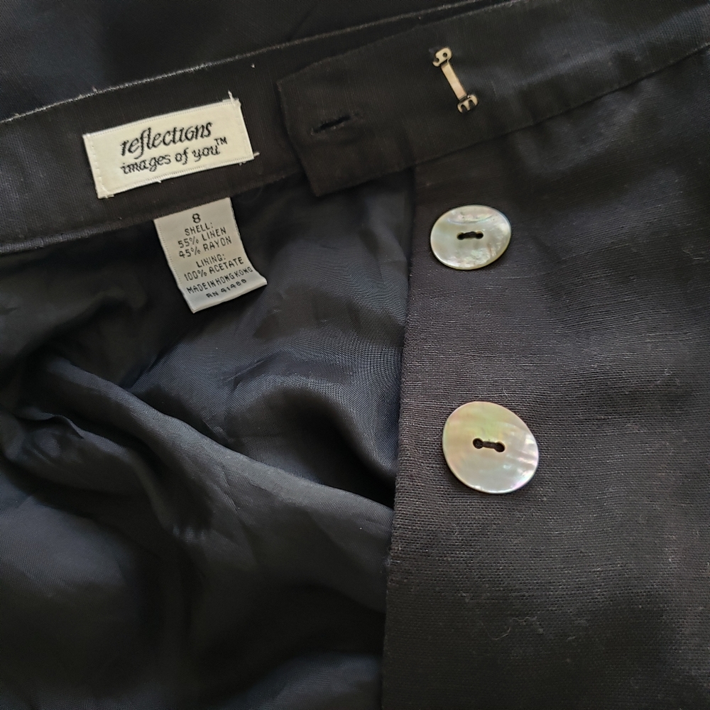 Linen blend button down midi skirt with liner- 8 - Picture 4 of 7